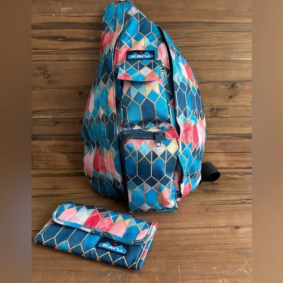 KAVU Stained Glass Rope Sling Crossbody & Wallet - Picture 1 of 14